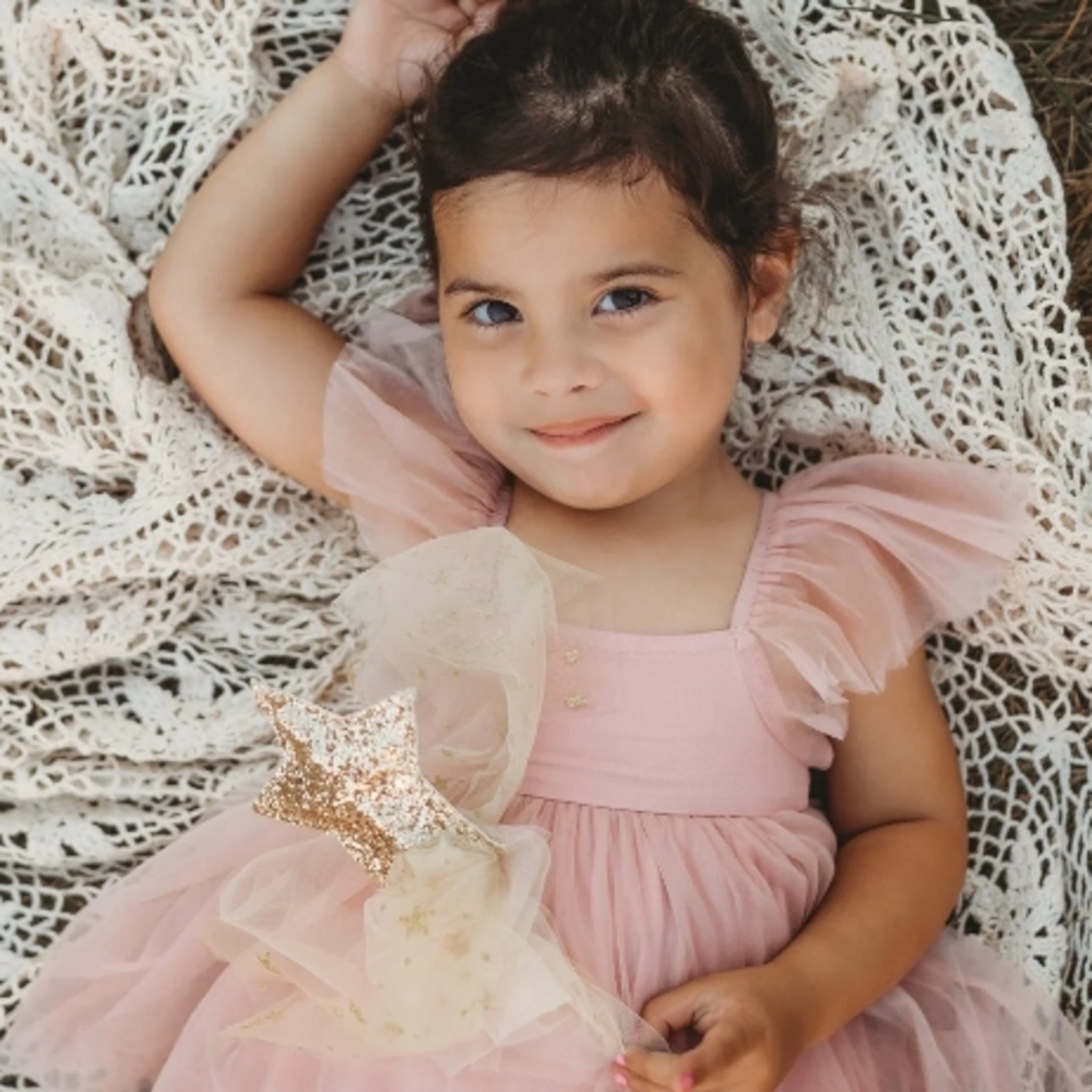 Charming Pink Tulle Dress with Star Wand